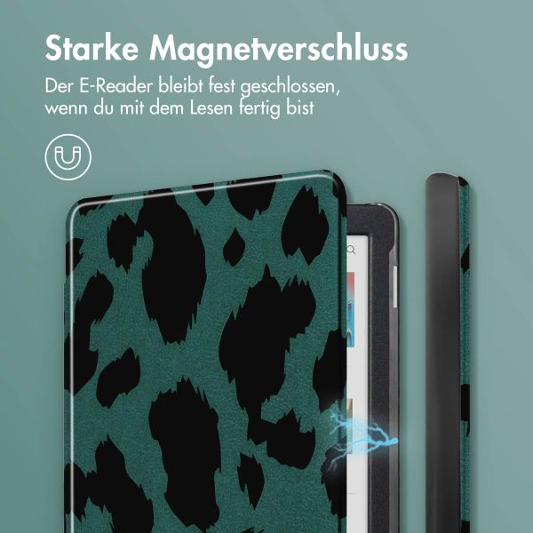 imoshion Design Slim Hard Case Klapphülle Kobo Clara Colour / BW - Green Leopard