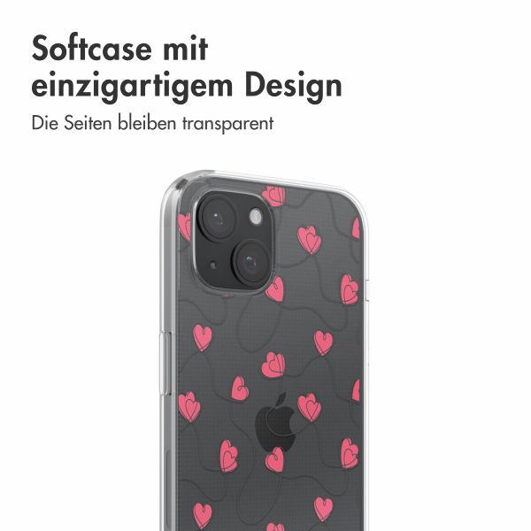 imoshion  Design Hülle für das iPhone 15 - Dusty Rose Connected Hearts