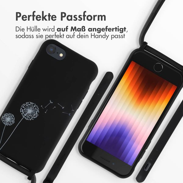 imoshion Silikonhülle design mit Band für das iPhone SE (2022 / 2020) / 8 / 7 - Dandelion Black