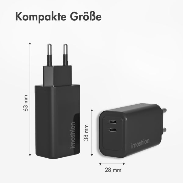 imoshion 35 Watt Ladegerät | Mit 2 USB-C-Anschlüssen - Schwarz