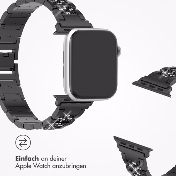 Selencia Sparkle Armband für das  Apple Watch Series 1 t/m 9 / SE (38/40/41 mm) | Series 10 / 11 (42 mm) - Schwarz
