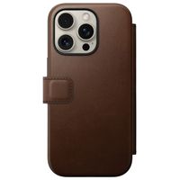 Nomad Modern Leather Folio Klapphülle für das iPhone 16 Pro - Brown