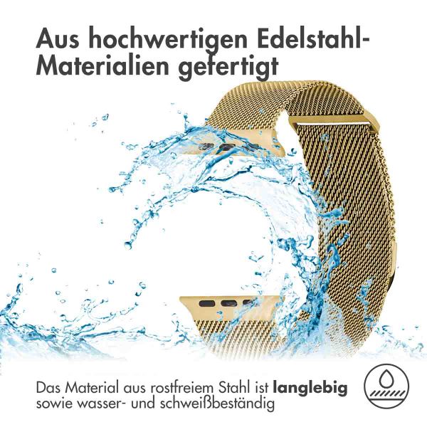 imoshion Mailändische Magnetarmband für die Apple Watch Series 1 bis 9 / SE (38/40/41 mm) | Series 10 (42 mm) - Größe S - Gold