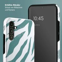 Selencia Vivid Tough Back Cover für das Samsung Galaxy A34 (5G) - Colorful Zebra Pine Blue