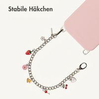 Selencia Rivièra MagSafe Backcover mit abnehmbaren Haken für das Apple iPhone 17 Pro - Sorbet Pink + Chain Charm - Silver