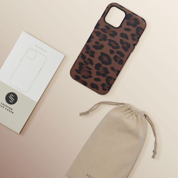 Selencia Sabi Backcover Leopardenmuster mit MagSafe Apple iPhone 12 (Pro) - Mocha Brown