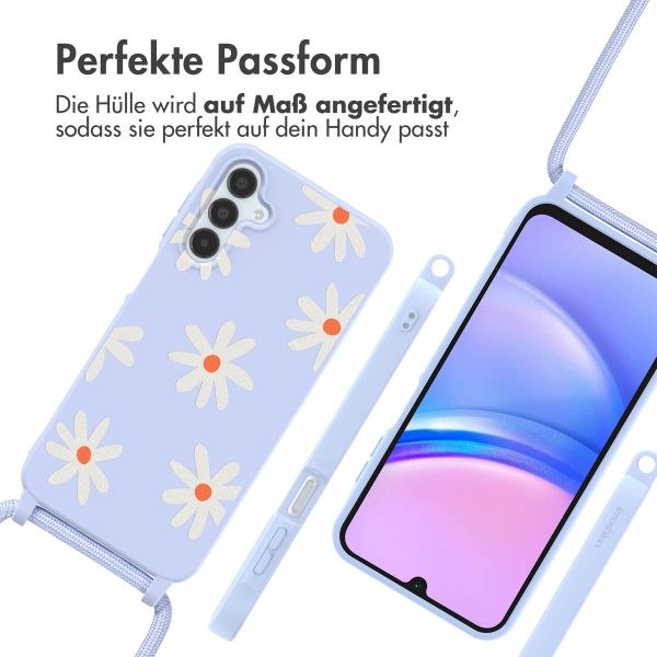 imoshion SilikonHülle design mit Band Samsung Galaxy A15 (5G/4G) - Lila Flower Distance