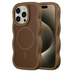 Selencia Wavy Backcover mit MagSafe Apple iPhone 15 Pro - Mocha Brown