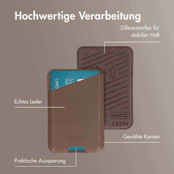 Accezz Magnetischer Lederkartenhalter - Geeignet für Apple Find My - Coffee Brown