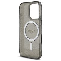 Guess MagSafe IML Glitter Case mit Beads Strap Apple iPhone 16 Pro - Schwarz