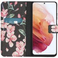 imoshion Design TPU Klapphülle Samsung Galaxy S21 Ultra - Blossom Watercolor Black