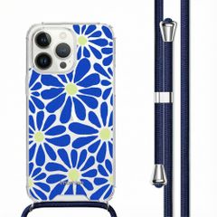 imoshion Design Hülle mit Band Apple iPhone 14 Pro Max - Cobalt Blue Flowers Connect