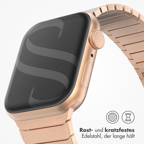 Selencia Gliederarmband aus Edelstahl für die Apple Watch Series 1 bis 9 / SE (38/40/41 mm) | Series 10 (42 mm) - Roségold