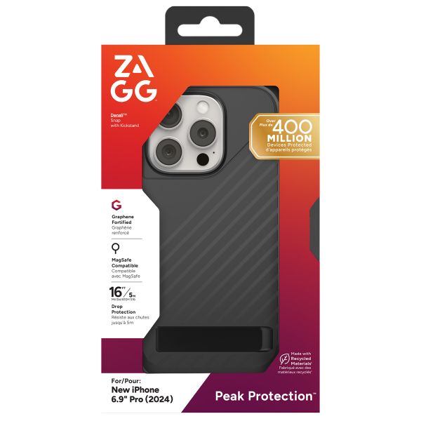 ZAGG Denali Snap KickStand Case mit MagSafe für das iPhone 16 Pro Max - Schwarz