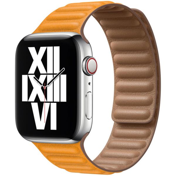 Apple Leather Link für die Apple Watch Series 1-10 / SE / Ultra (2) - 42/44/45/46/49 mm - Größe S/M - California Poppy