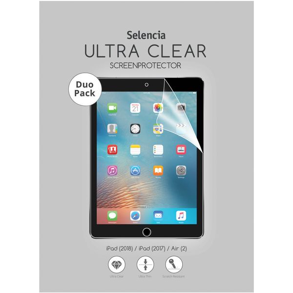Selencia Duo Pack Screenprotector Apple iPad 6 (2018) 9.7 Zoll / iPad 5 (2017) 9.7 Zoll / Air 2 (2014)/Air 1 (2013)