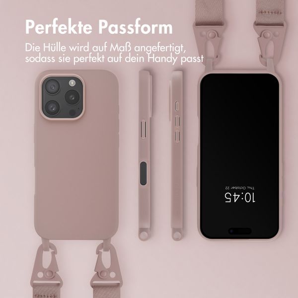 Selencia Silikonhülle mit abnehmbarem Band für das Apple iPhone 16 Pro - Sand Pink