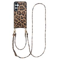 Selencia Nova HandyHülle mit Kordel und Kartenhalter Samsung Galaxy S24 Plus / S25 Plus - Leopard