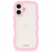 Holdit Wavy Case für das iPhone 16 - Pink / Transparent