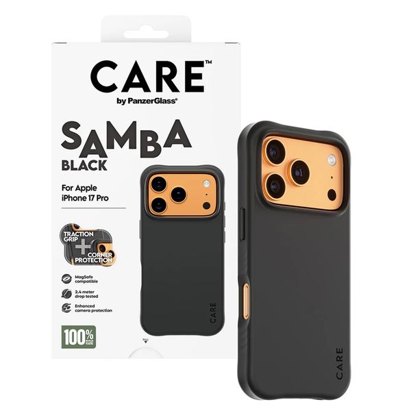 CARE by PanzerGlass Modisches Case Samba mit MagSafe Apple iPhone 17 Pro - Schwarz