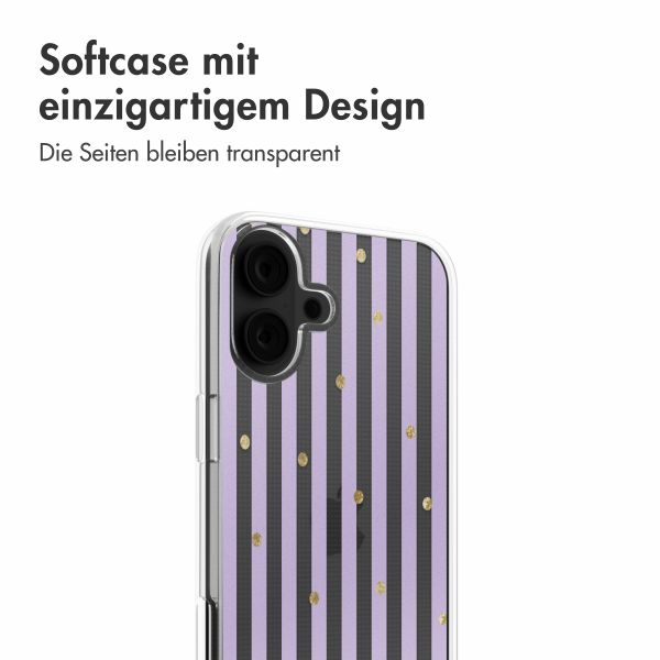 imoshion  Design Hülle für das iPhone 16 - Sparkle Lines Lavender