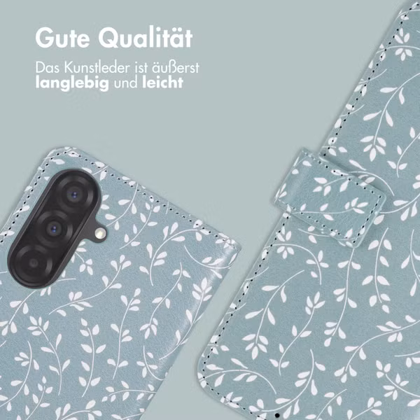 imoshion Design Klapphülle Samsung Galaxy A37 (5G) - Smoke Green Flowers