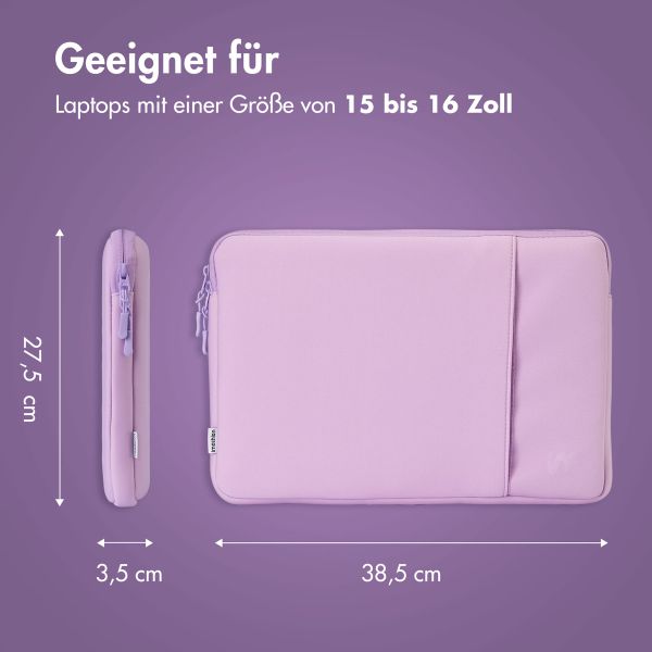 imoshion Laptop Hülle 15-16 Zoll - Laptop Sleeve mit Fach - Lavender Lilac