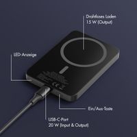 Accezz Kevlar Powerbank 5.000 mAh - MagSafe und Qi2 - Schwarz