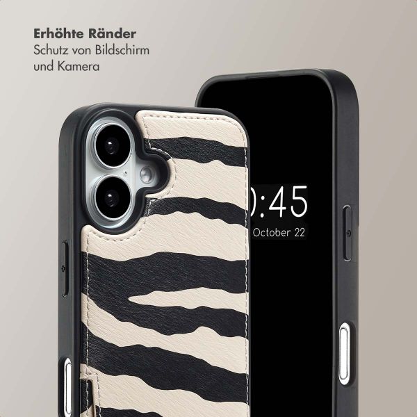 Selencia Nova HandyHülle mit Kordel und Kartenhalter Apple iPhone 16 - Zazzy Zebra