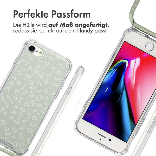 imoshion Design Hülle mit Band Apple iPhone SE (2022 / 2020) / 8 / 7 - Smoke Green Flowers