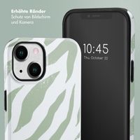 Selencia Vivid Tough Back Cover für das iPhone 14 - Colorful Zebra Sage Green