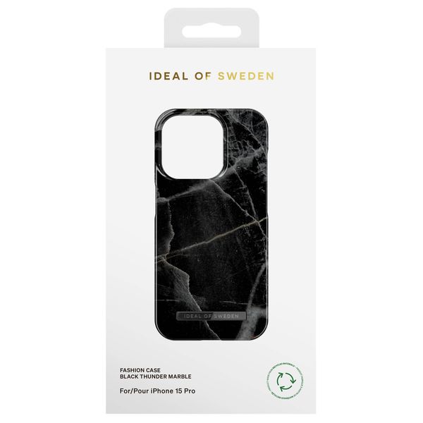 iDeal of Sweden Fashion Back Case Apple iPhone 15 Pro - Black Thunder Marble