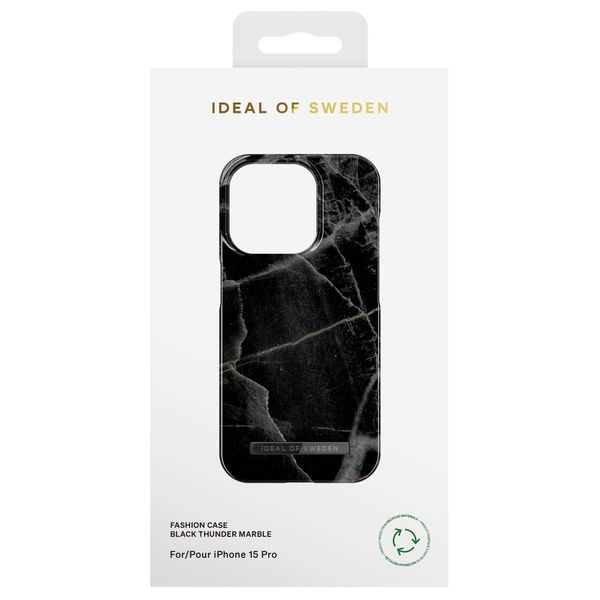 iDeal of Sweden Fashion Back Case für das iPhone 15 Pro - Black Thunder Marble