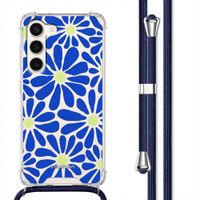 imoshion Design Hülle mit Band Samsung Galaxy S23 - Cobalt Blue Flowers Connect