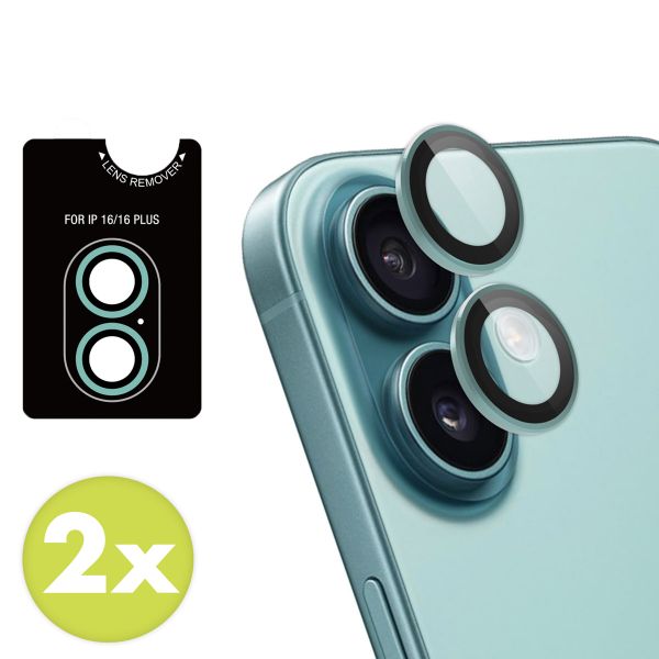 imoshion 2er-Pack Objektivschutz für Kamera für das Apple iPhone 16 / 16 Plus - Teal