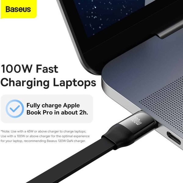 Baseus Bright Mirror 2 Series 3-in-1 ausziehbares Schnellladekabel – USB-C zu USB-C / Lightning / Micro-USB – 100 Watt – Schwarz