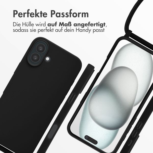 imoshion Silikonhülle mit Band für das Apple iPhone 16 Plus - Schwarz