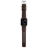 Nomad Modernes Lederarmband für die Apple Watch Series 1 bis 10 / SE / Ultra (2) (44/45/46/49 mm) - Braun/Silber