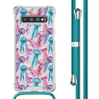 imoshion Design Hülle mit Band Samsung Galaxy S10 - Jellyfish Watercolor