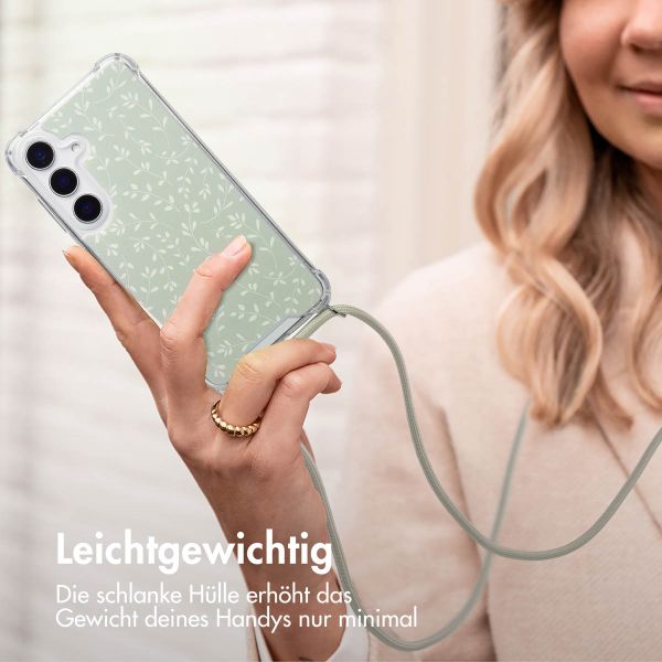 imoshion Design Hülle mit Band Samsung Galaxy S25 - Smoke Green Flowers