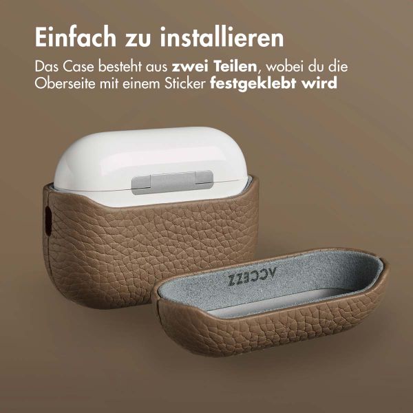 Accezz Echtes Leder Case Apple AirPods Pro 3 - Taupe