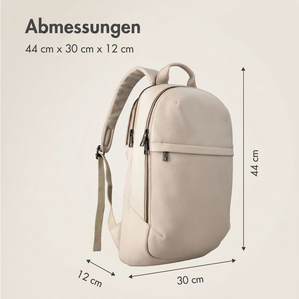 Accezz Leather Laptop Rucksack 16 Zoll - Beige
