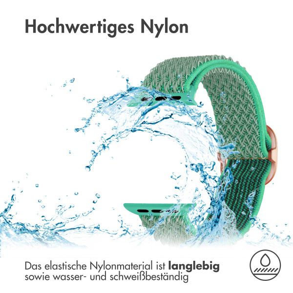 imoshion Elastisches Nylonarmband für das  Apple Watch Series 1 t/m 9 / SE (38/40/41 mm) | Series 10 / 11 (42 mm) - Türkis