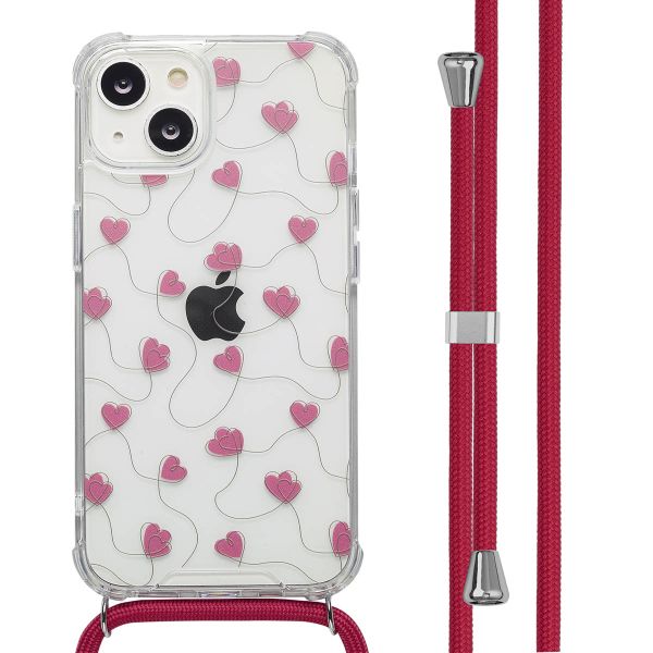 imoshion Design Hülle mit Band Apple iPhone 14 - Dusty Rose Connected Hearts