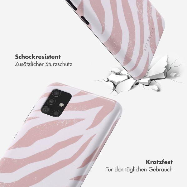 Selencia Vivid Tough Back Cover für das Samsung Galaxy A51 - Colorful Zebra Old Pink