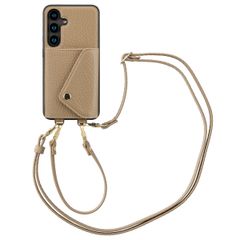 Selencia Sera Kordel-Hulle mit Kartenhalter-Umschlag für das Samsung Galaxy S24 - Beige