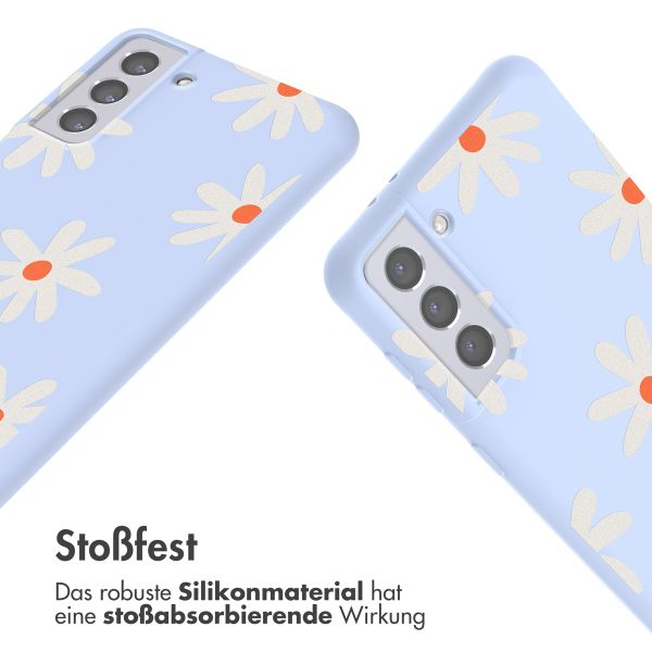 imoshion SilikonHülle design mit Band Samsung Galaxy S21 Plus - Lila Flower Distance