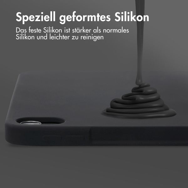 Accezz Liquid Silicone Back Cover mit Stifthalter Apple iPad Air 11 Zoll (2025) M3 / (2024) M2 / Air 5 (2022) / Air 4 (2020) - Schwarz