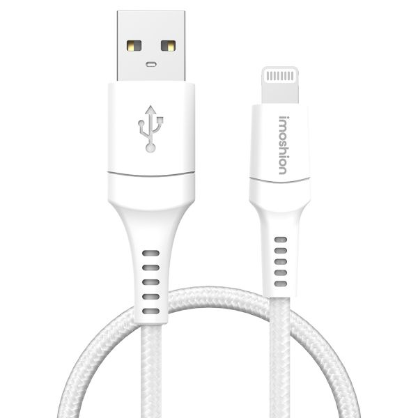 imoshion ﻿Lightning- auf USB-Kabel – nicht MFi-zertifiziert – Geflochtenes Gewebe – 1,5 m – Weiß