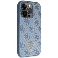 Guess 4G Logo Triangle Strass Back Cover für das iPhone 15 Pro - Blau